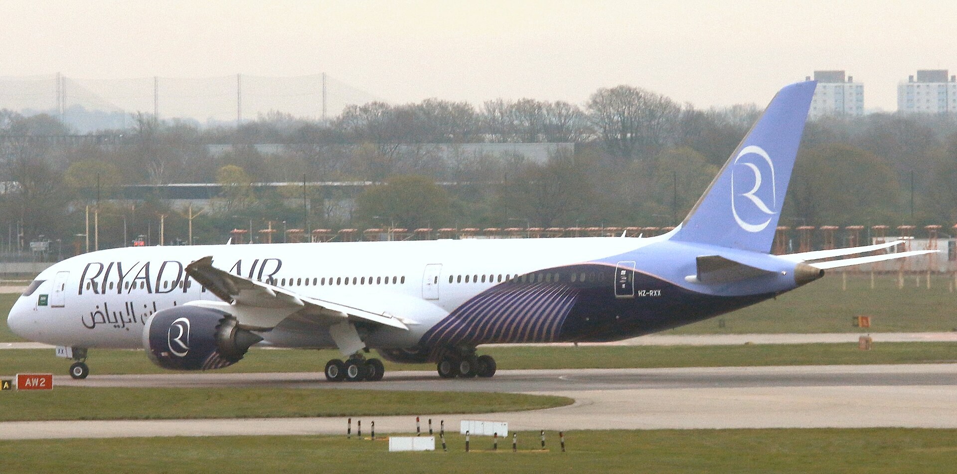 Riyadh Air Boeing 787-9 HZ-RXX departing London Heathrow